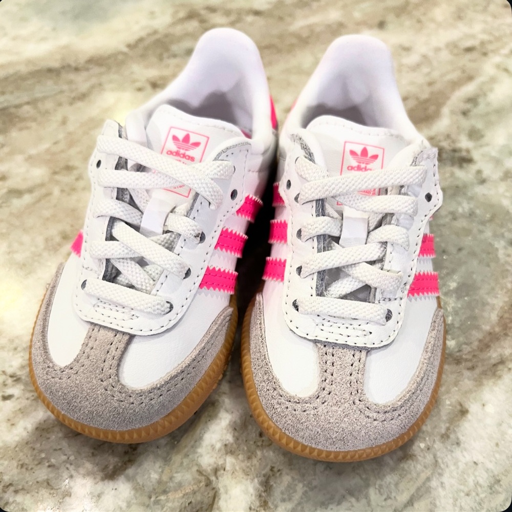 adidas Kids Samba Sneakers White Pink Gum - Picture 2 of 11